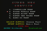 Main menu for test selection.